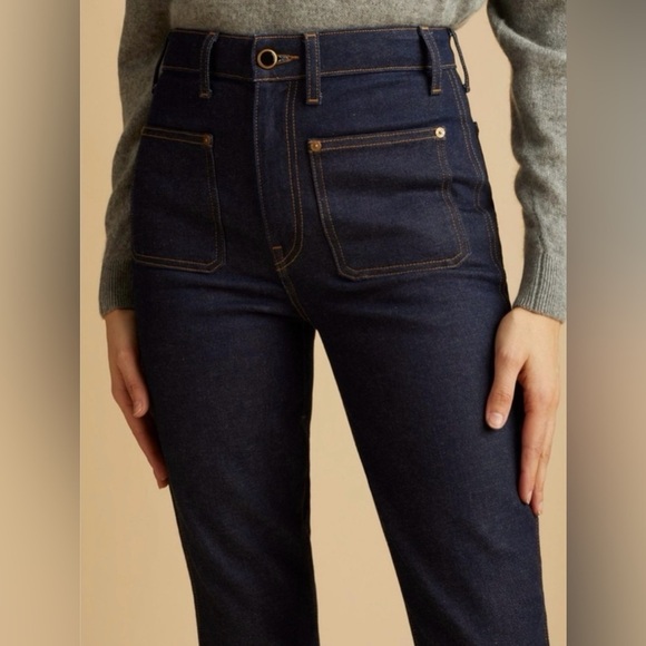 KHAITE The Raquel Sailor Cropped Kick Flare Jeans Raw Dark Wash Size 30 NEW - Picture 2 of 12